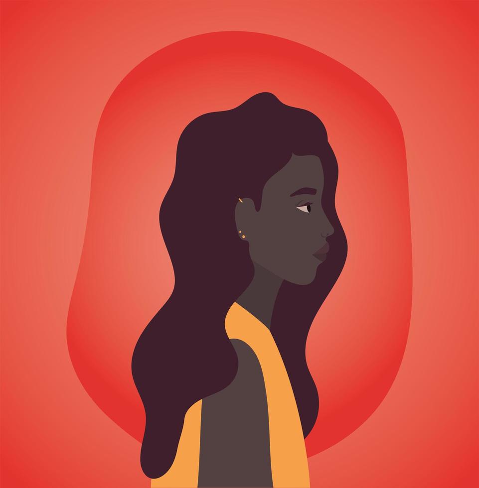 svart kvinna tecknad profilbild vektor