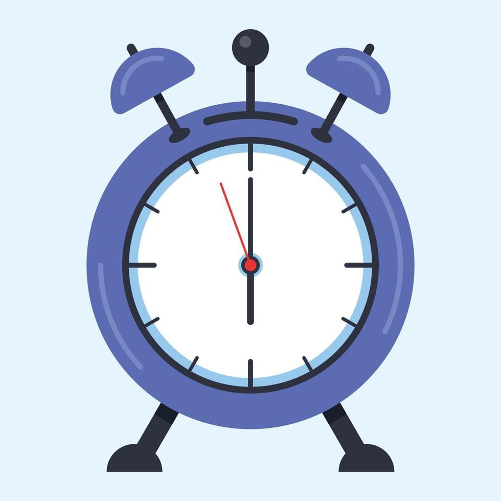 Blau alt Alarm Uhr Illustration im eben Stil. vektor