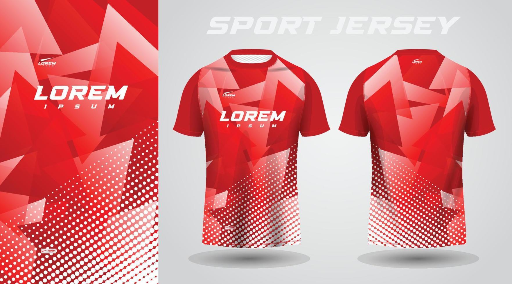 rot Hemd Fußball Fußball Sport Jersey Vorlage Design Attrappe, Lehrmodell, Simulation vektor