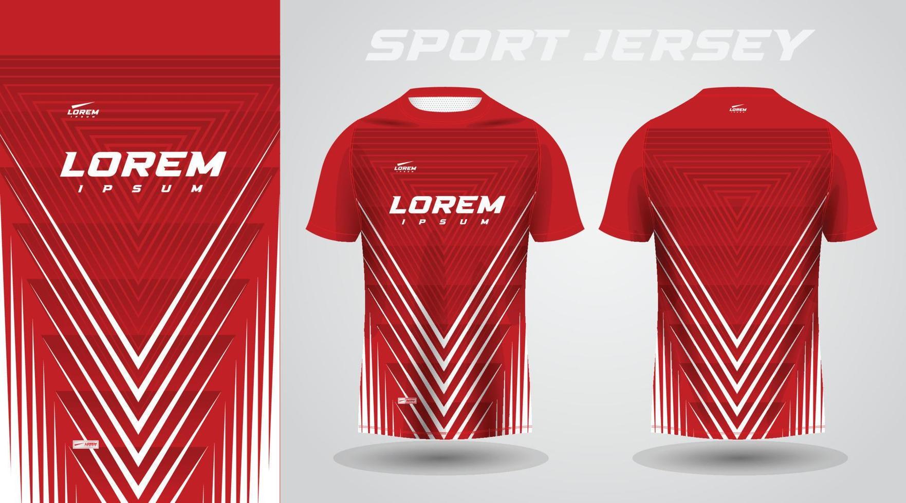rot Hemd Fußball Fußball Sport Jersey Vorlage Design Attrappe, Lehrmodell, Simulation vektor