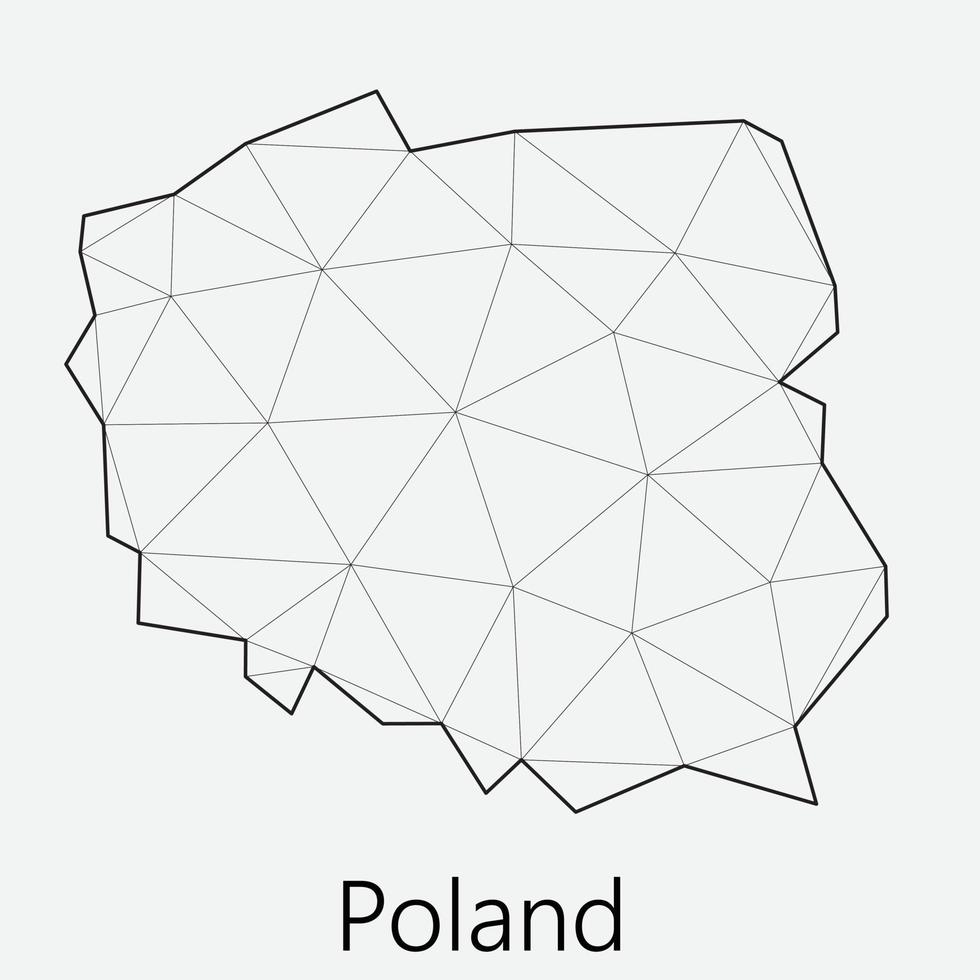 vektor låg polygonal polen Karta.