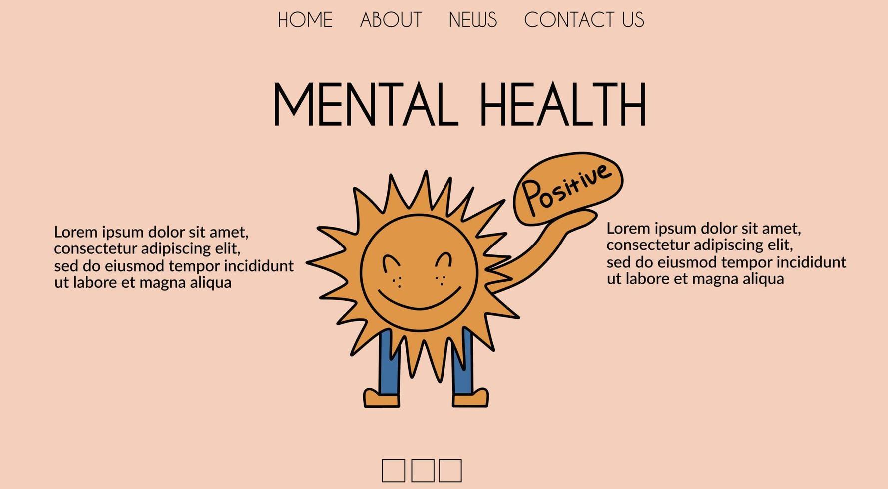 Banner, Landung Seite zum Kliniken, Websites mit das Konzept von mental Gesundheit, positiv Emotionen, Gefühle, Kampf gegen Depression. Vektor Illustration