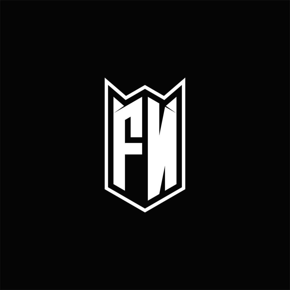 fn Logo Monogramm mit Schild gestalten Designs Vorlage vektor