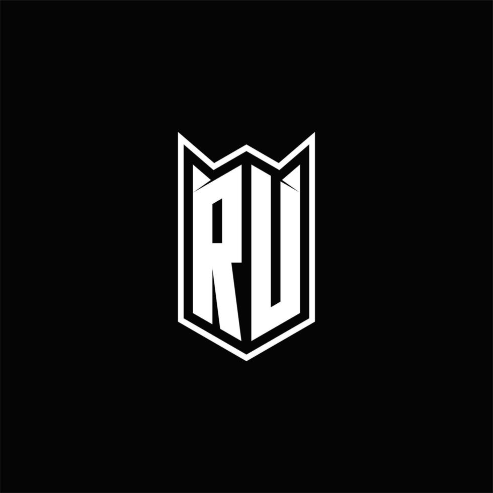 ru Logo Monogramm mit Schild gestalten Designs Vorlage vektor