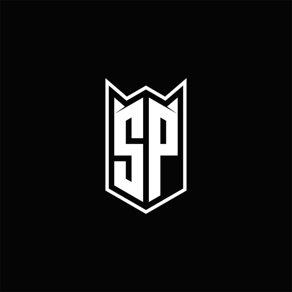 sp Logo Monogramm mit Schild gestalten Designs Vorlage vektor