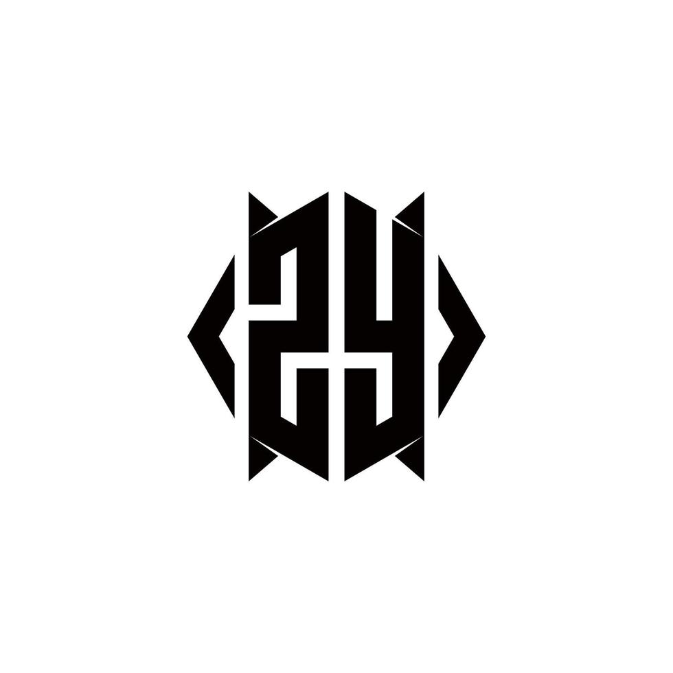 zy Logo Monogramm mit Schild gestalten Designs Vorlage vektor