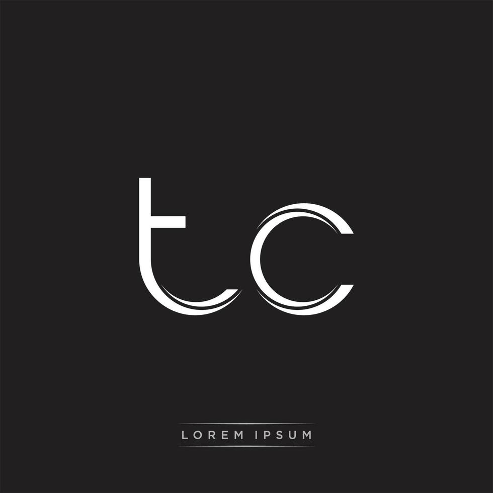 tc Initiale Brief Teilt Kleinbuchstaben Logo modern Monogramm Vorlage isoliert auf schwarz Weiß vektor