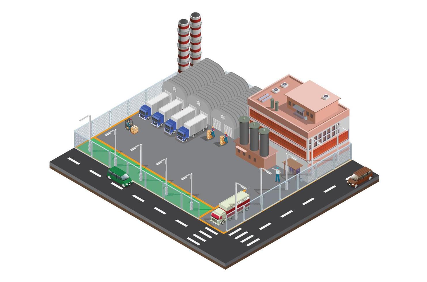 modern isometrisch Fabrik Warenhaus Symbol, geeignet zum Diagramme, Infografiken, Buch Illustration, Spiel Anlage, und andere Grafik verbunden Vermögenswerte vektor