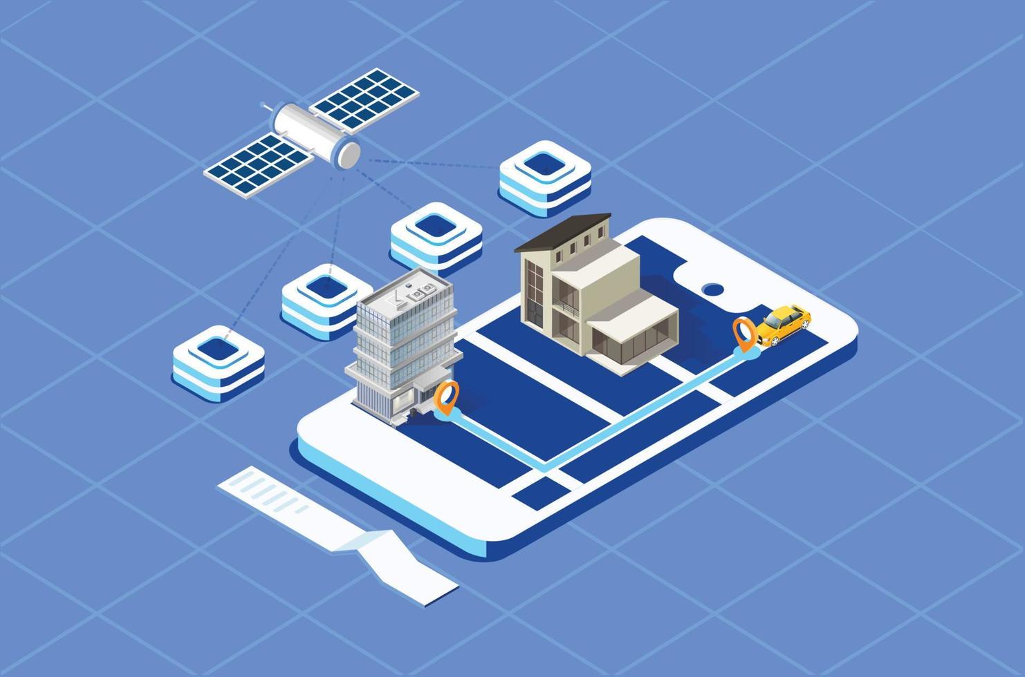 modern Technologie Geographisches Positionierungs System Navigation App Konzept im isometrisch Vektor Illustration. Smartphone Anwendung zum global Positionierung System.geeignet zum Diagramme, Infografiken, und andere Grafik Anlagegut