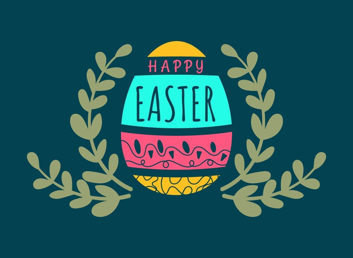 Typografischer Grußkartenhintergrund des glücklichen Osters mit Ei vektor