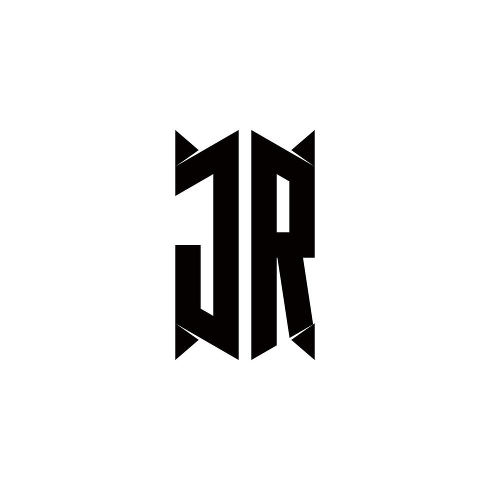 jr Logo Monogramm mit Schild gestalten Designs Vorlage vektor