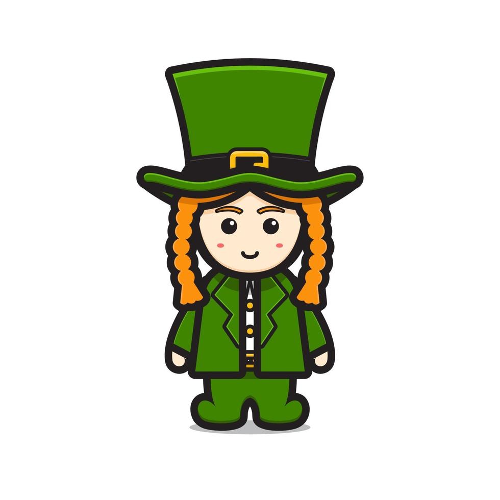 söt leprechaun saint patrick day karaktär tecknad vektor ikon illustration