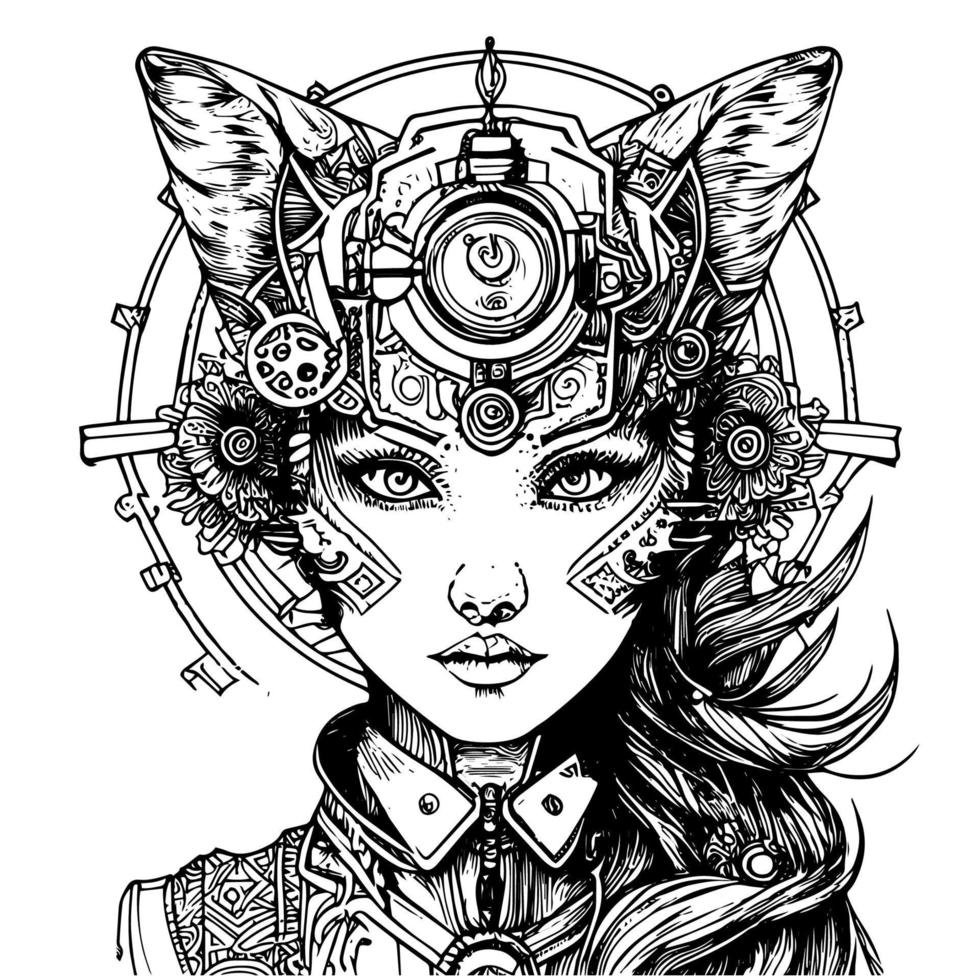 steampunk flicka illustrationer fattande de retro-futuristisk estetisk av dessa unik tecken steampunk siren de invecklad och djärv stil vektor