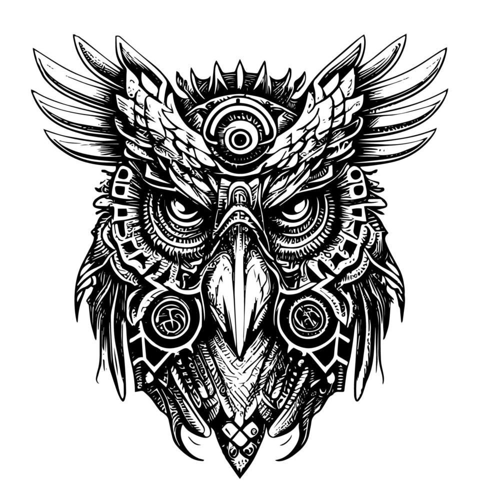 Steampunk Eule Logo ist ein faszinierend Emblem Das Mischungen das Jahrgang Charme von das viktorianisch Epoche mit das rätselhaft locken von das nachtaktiv Vogel vektor