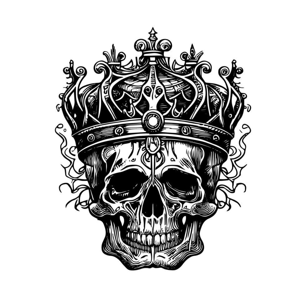 Schädel und Kronen Logo Illustration König von Tod Enthüllung das mysteriös Symbolismus vektor