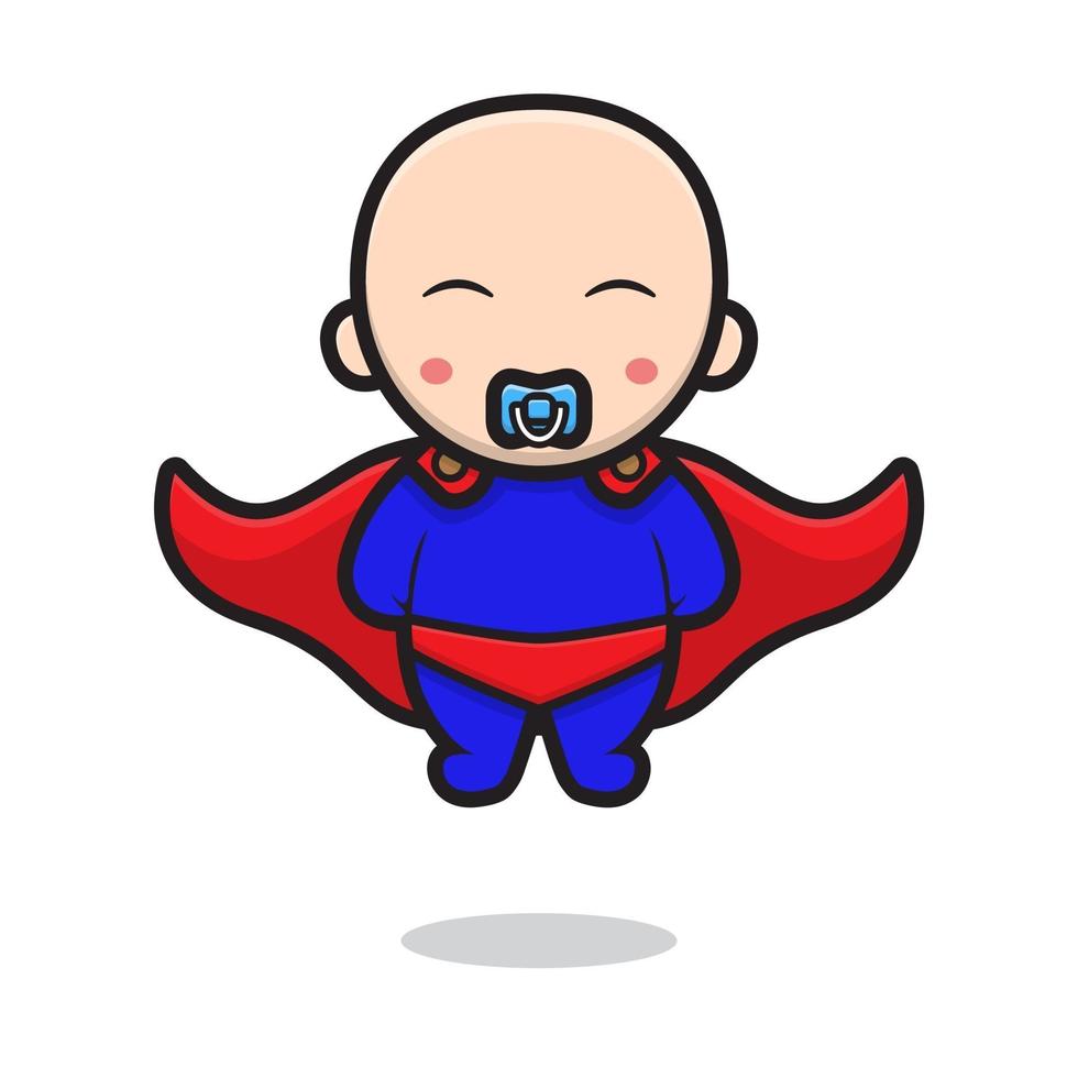söt baby karaktär bär superhjältar kostym flyger vektor