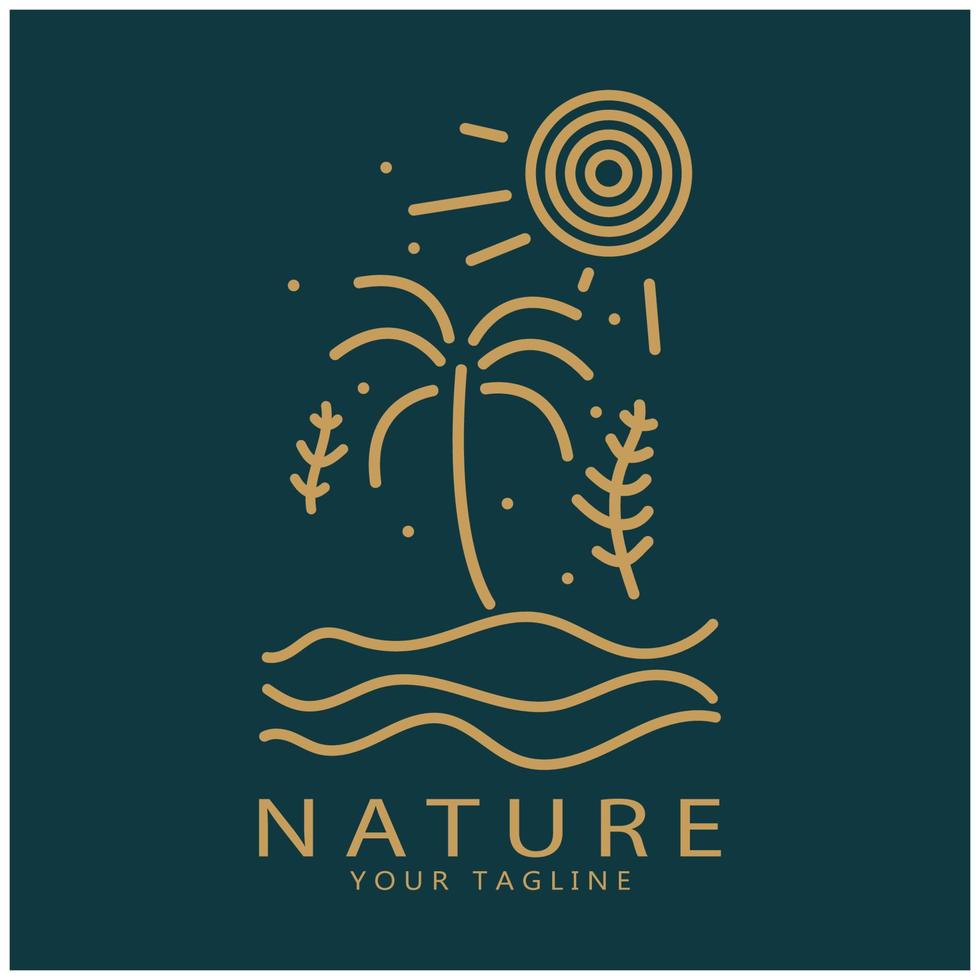 Natur Vektor Logo. mit Bäume, Flüsse, Meere, Berge, Geschäft Embleme, Reise Abzeichen, ,ökologisch Gesundheit