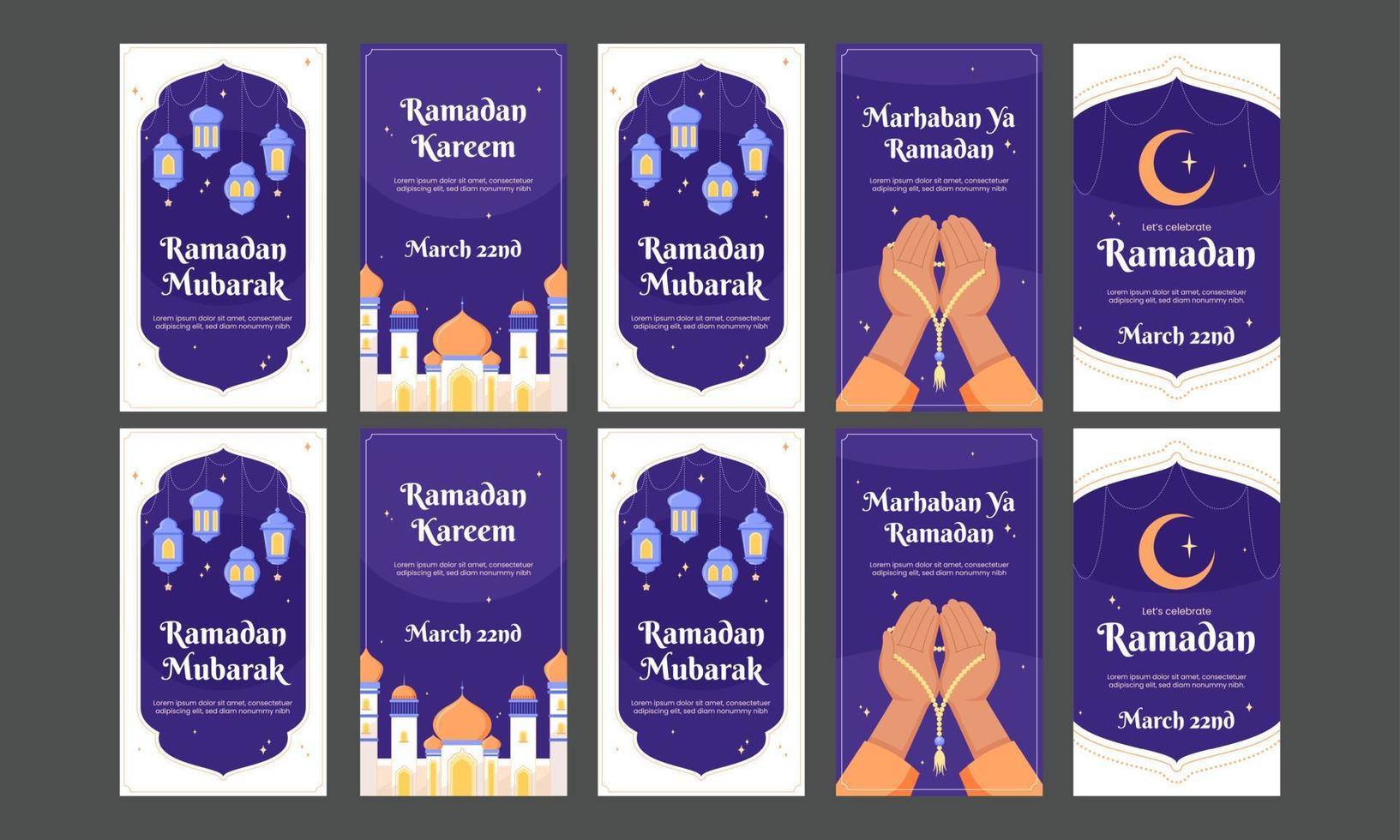 glücklich feiern Ramadan kareem Sozial Medien Geschichten Vektor eben Design