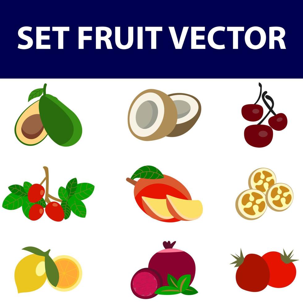 tecknad serie frukt vektor ClipArt samling. frukt ikoner isolerat på vit bakgrund