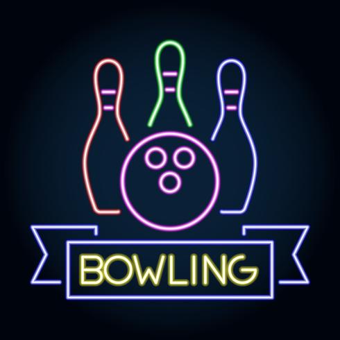 Bowling Club Logo Emblem Neon Schild vektor