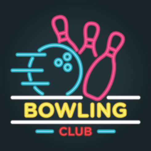 neon bowling vektor illustration