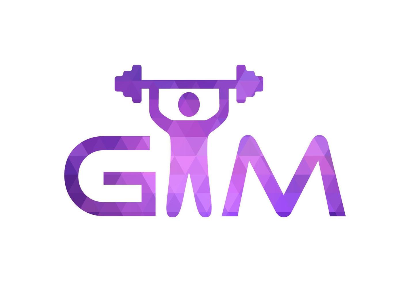 låg poly och gym-fitness logotyp design, vektor design begrepp