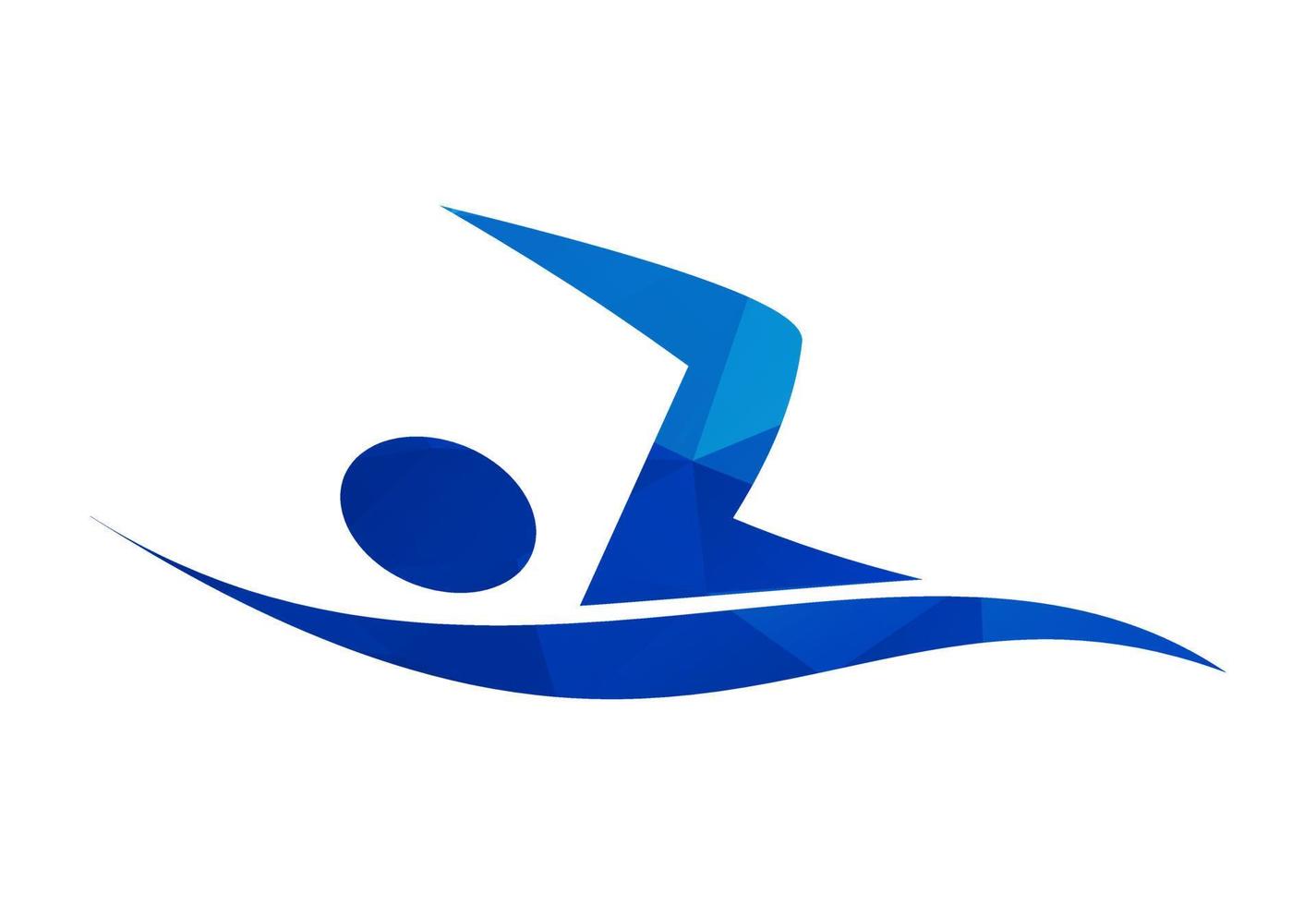 niedrig poly und kreativ Schwimmen Logo Design, Vektor Illustration