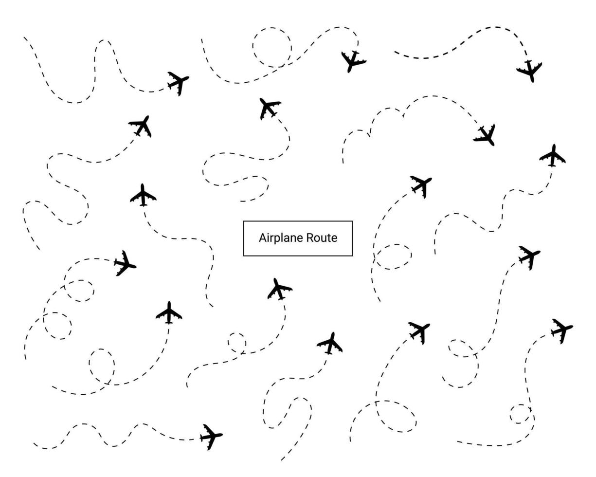 flygplan rutt. flygplan resa resväg. vektor illustration.