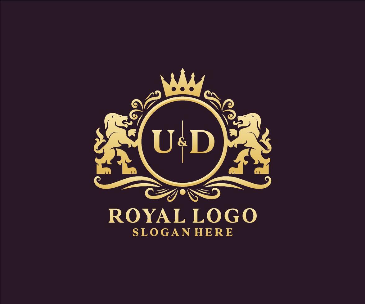 första ud brev lejon kunglig lyx logotyp mall i vektor konst för restaurang, kungligheter, boutique, Kafé, hotell, heraldisk, Smycken, mode och Övrig vektor illustration.