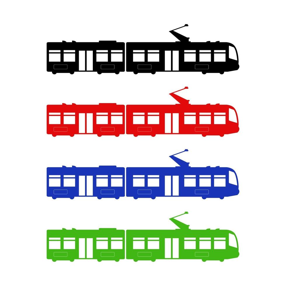 Straßenbahn auf weißem Hintergrund eingestellt vektor