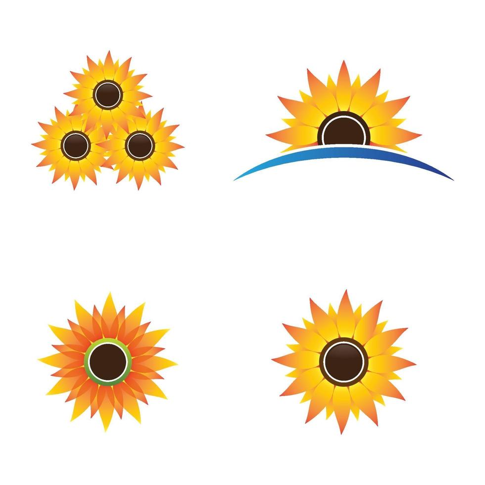 Sonnenblumenlogo-Bilderset vektor