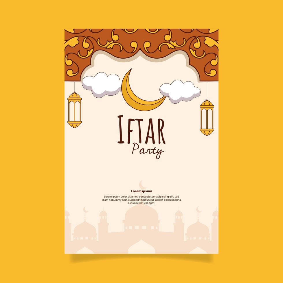 platt iftar inbjudan mall. - vektor. vektor