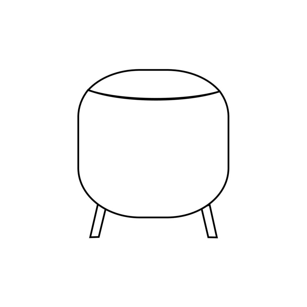 enkel svartvit sovrum stol sittplats ikon i en linje stil. vektor interiör Artikel isolerat på en vit bakgrund