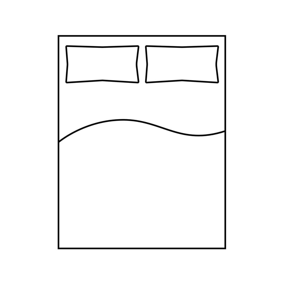 einfach einfarbig Bett Symbol im ein Linie Stil. Vektor Innere Artikel isoliert auf ein Weiß Hintergrund