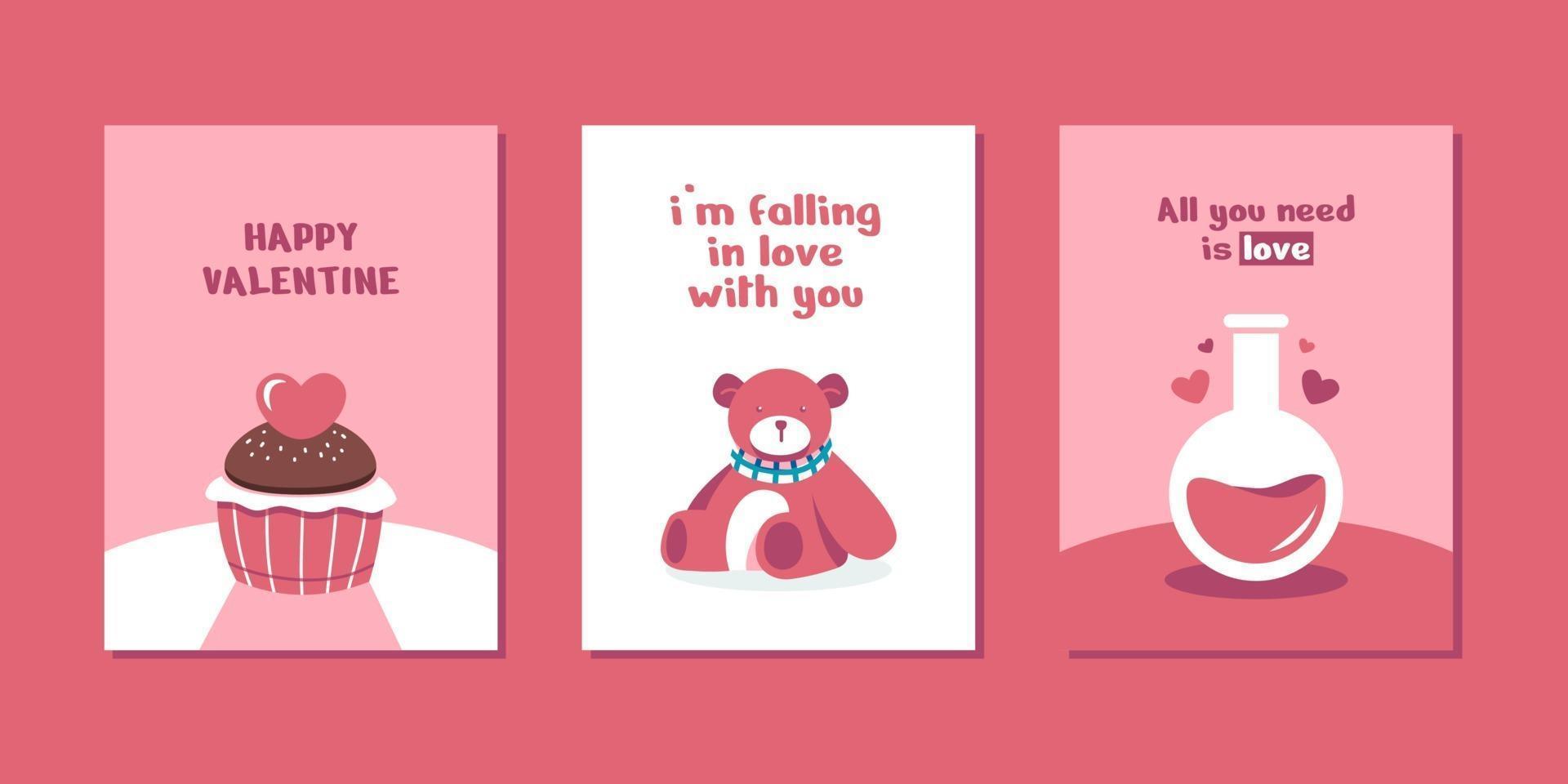 Valentinstag Illustrationen für Karten Poster oder Aufkleber vektor