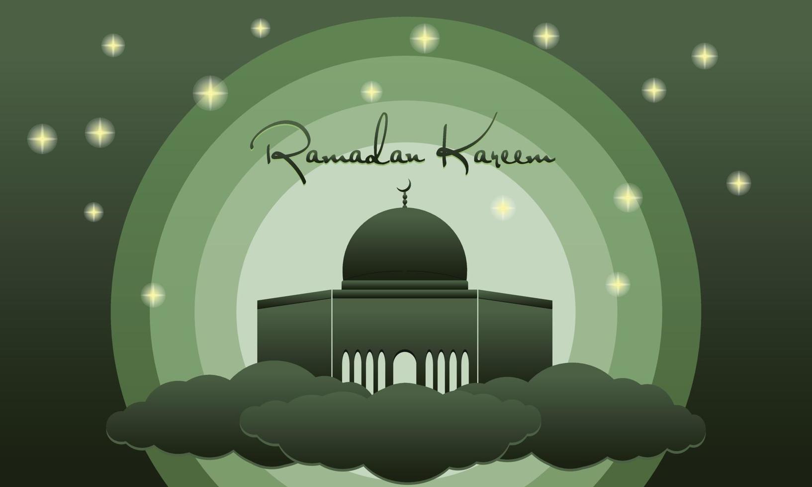 ramadan kareem, moské, lykta, måne och stjärnor rörelse grafisk. enkel muslim bakgrund vektor