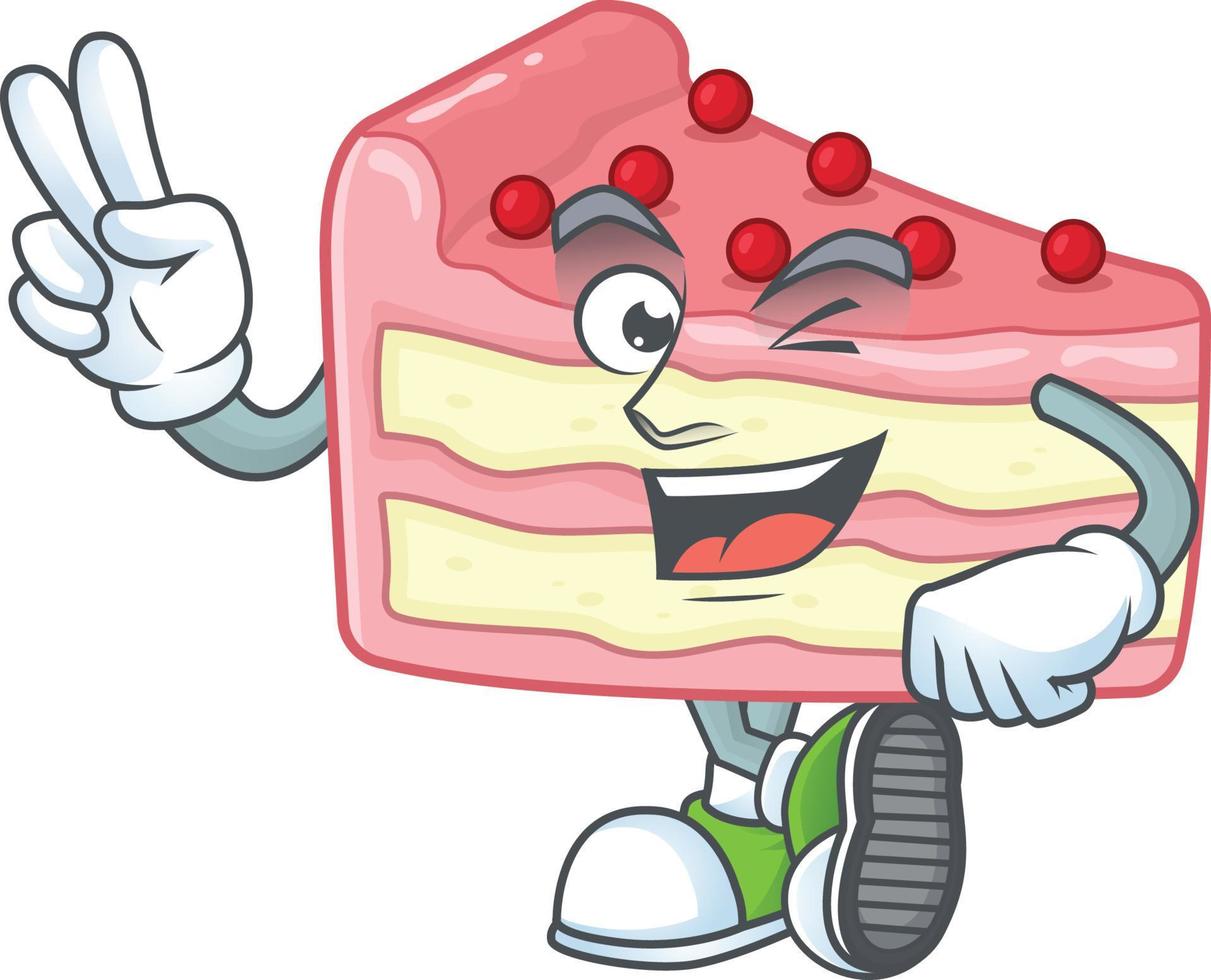 Erdbeere Scheibe Kuchen Karikatur Charakter vektor