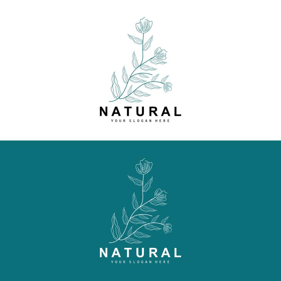 einfach botanisch Blatt und Blume Logo, Vektor natürlich Linie Stil, Dekoration Design, Banner, Flyer, Hochzeit Einladung, und Produkt branding