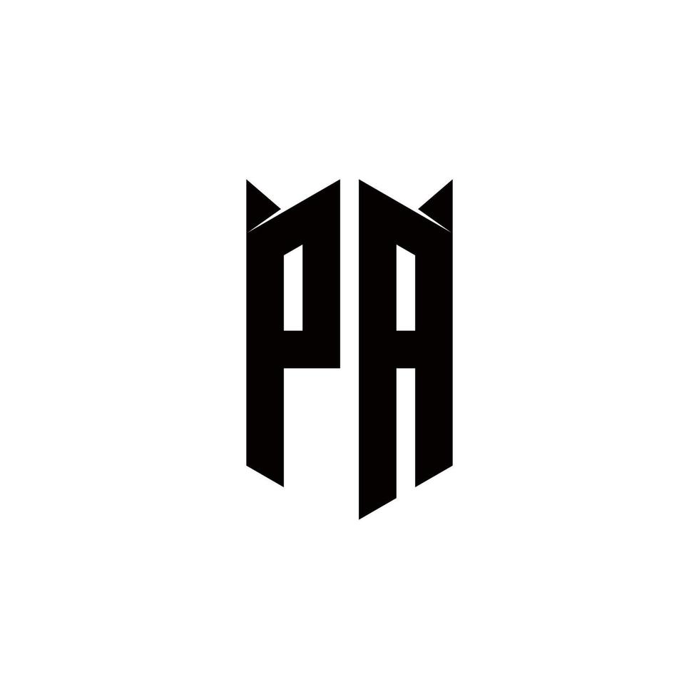 pa Logo Monogramm mit Schild gestalten Designs Vorlage vektor