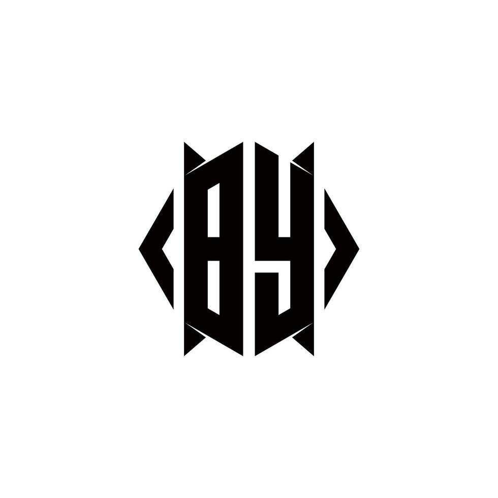 förbi logotyp monogram med skydda form mönster mall vektor