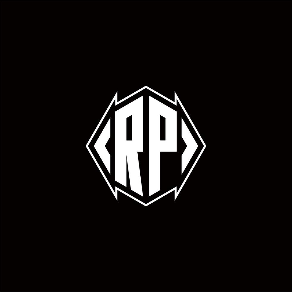 rp logotyp monogram med skydda form mönster mall vektor