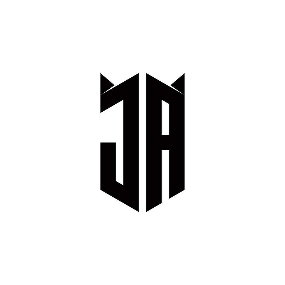 ja Logo Monogramm mit Schild gestalten Designs Vorlage vektor