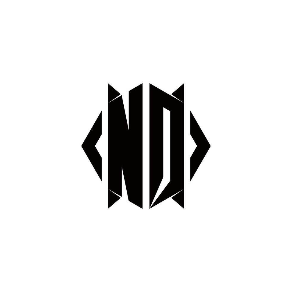 nq Logo Monogramm mit Schild gestalten Designs Vorlage vektor