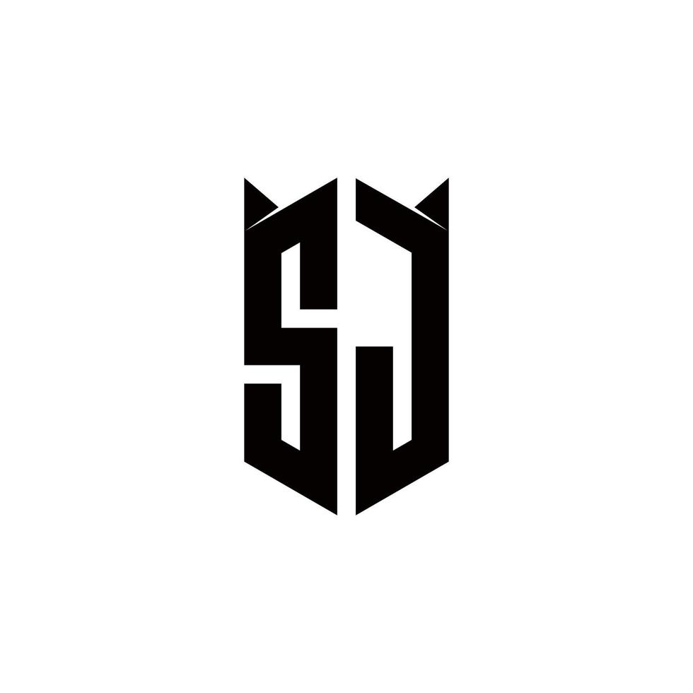 sj logotyp monogram med skydda form mönster mall vektor