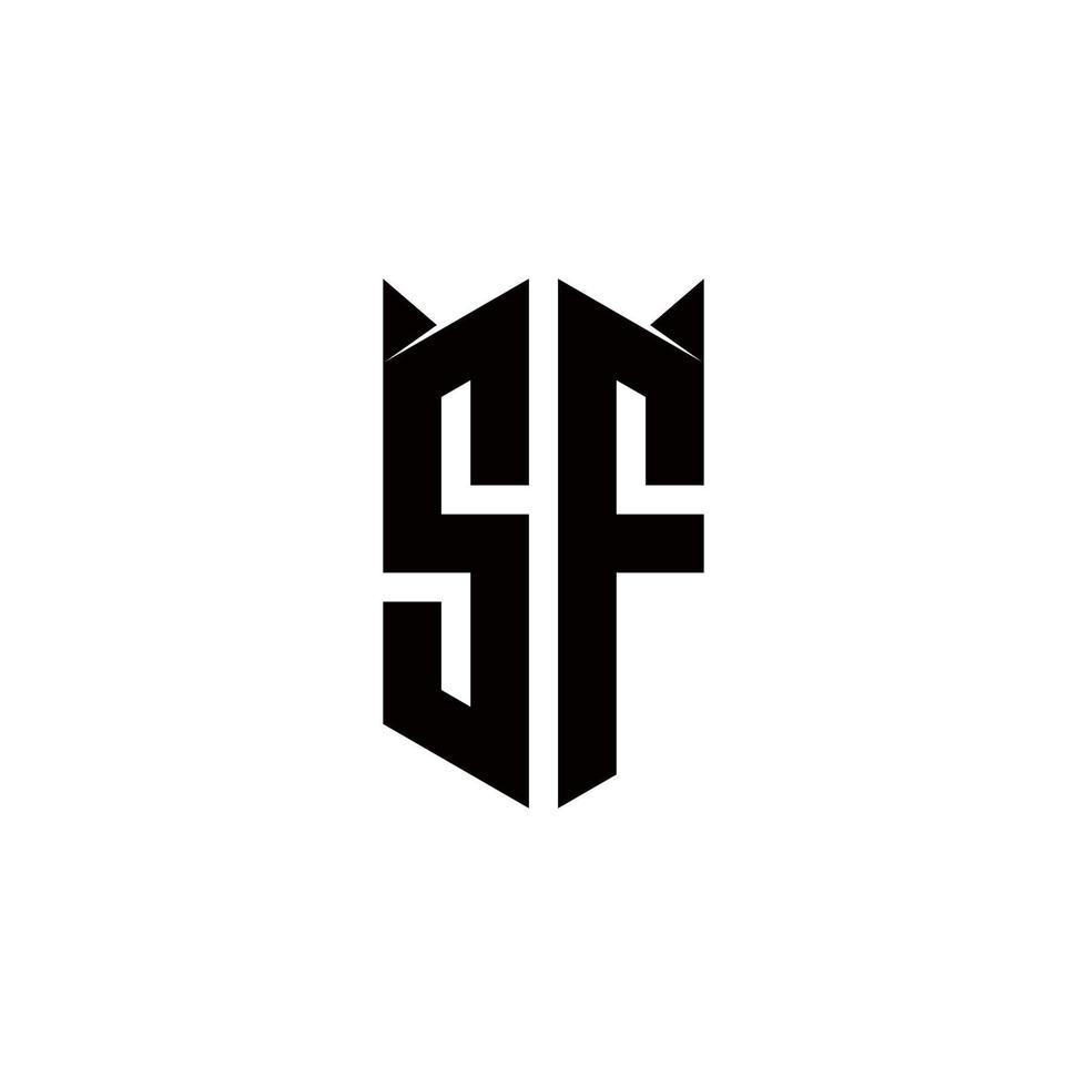 sf Logo Monogramm mit Schild gestalten Designs Vorlage vektor