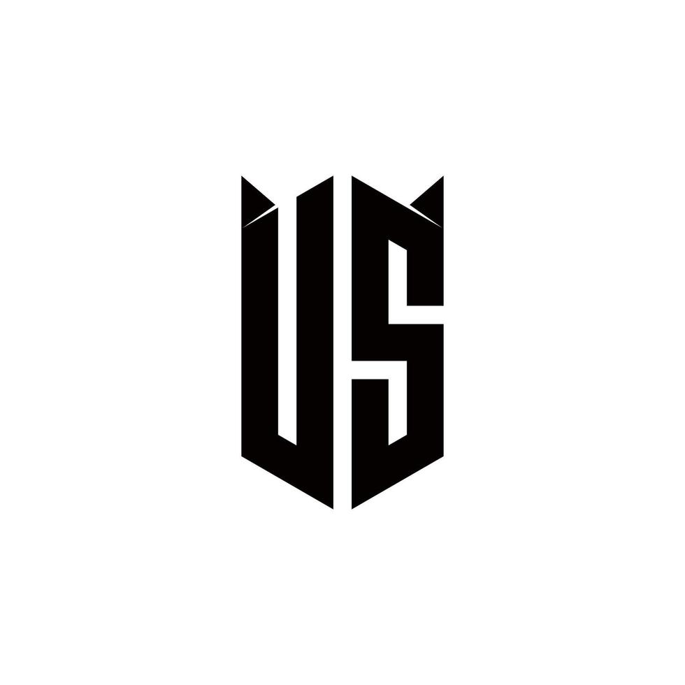 uns Logo Monogramm mit Schild gestalten Designs Vorlage vektor