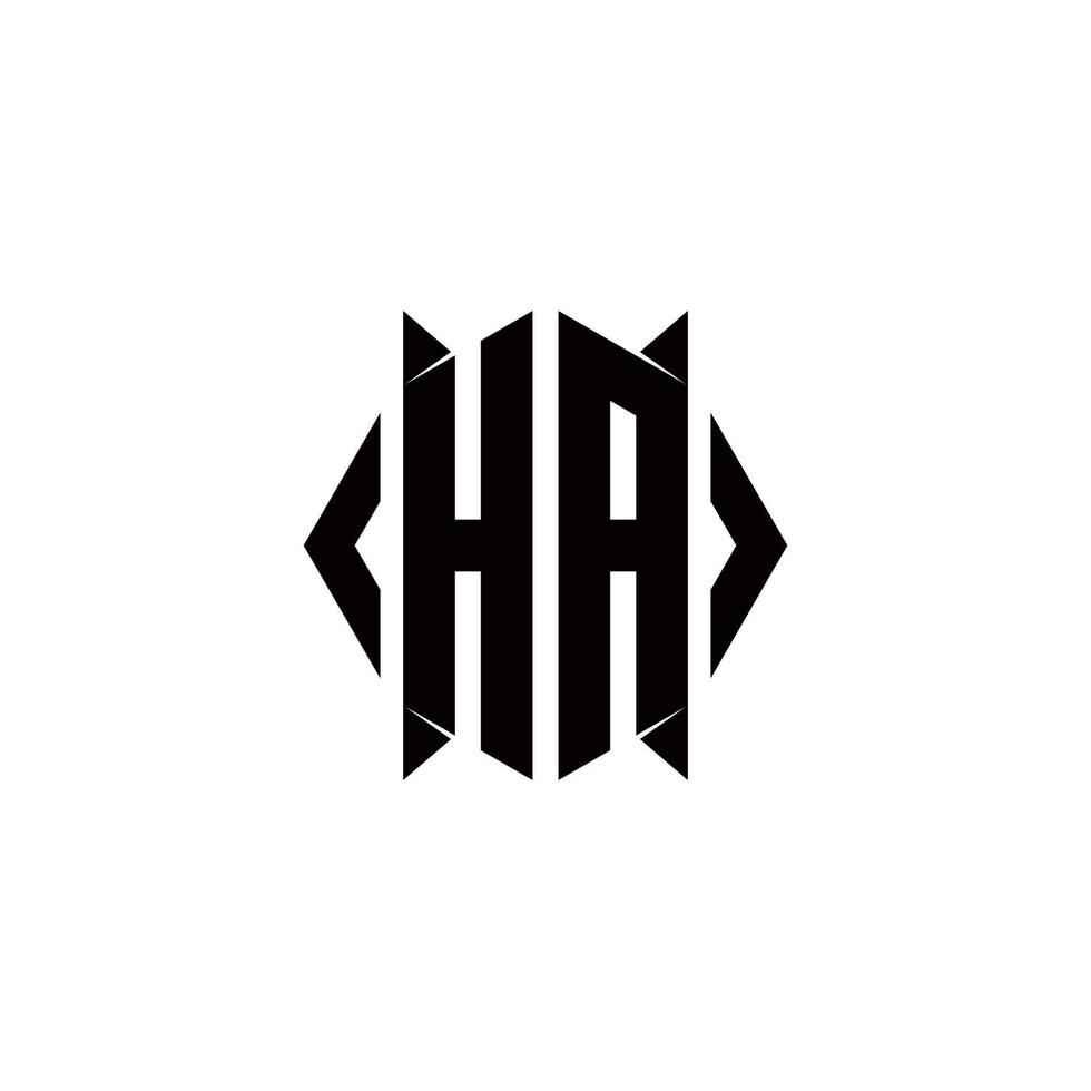 Ha Logo Monogramm mit Schild gestalten Designs Vorlage vektor