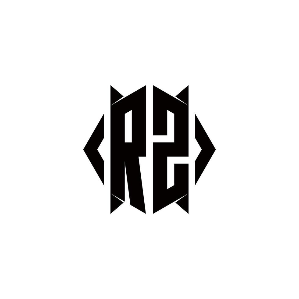 rz logotyp monogram med skydda form mönster mall vektor