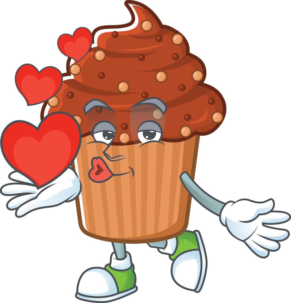 Schokolade Cupcake Karikatur Charakter vektor