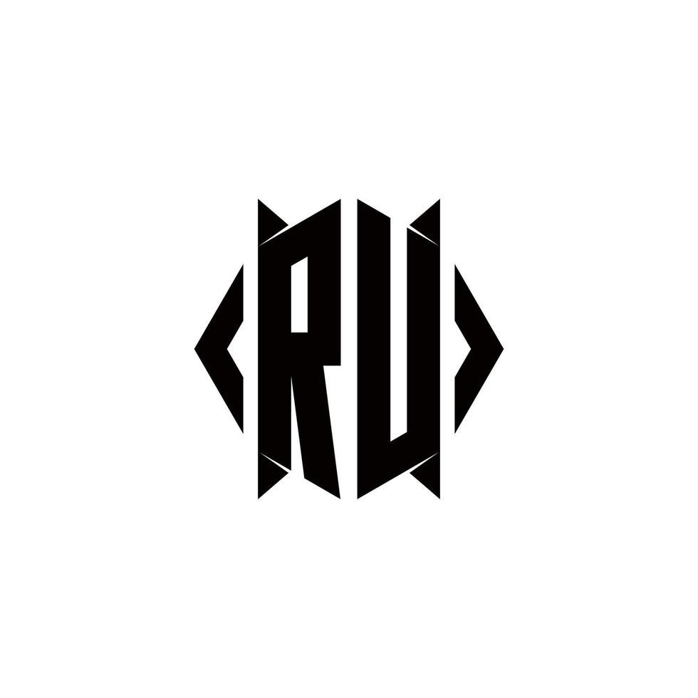 ru Logo Monogramm mit Schild gestalten Designs Vorlage vektor